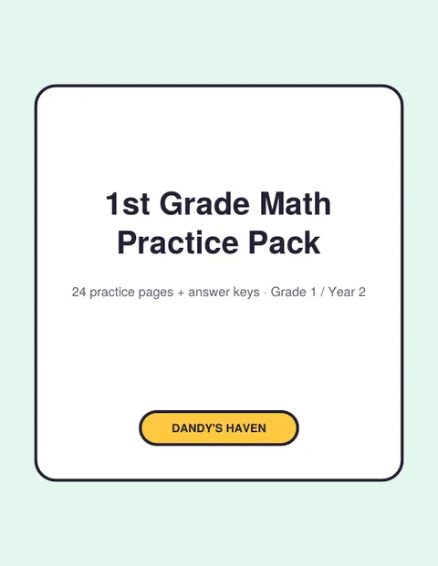 1st Grade Math Practice Pack cover
