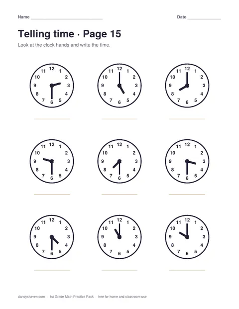 Preview page from 1st Grade Math Practice Pack