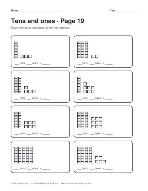 Preview page from 1st Grade Math Practice Pack