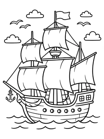 Mayflower ship coloring page