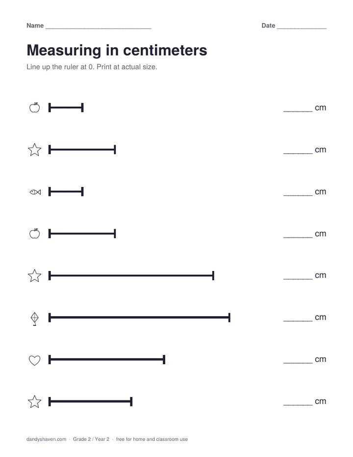Measuring in centimeters worksheet preview