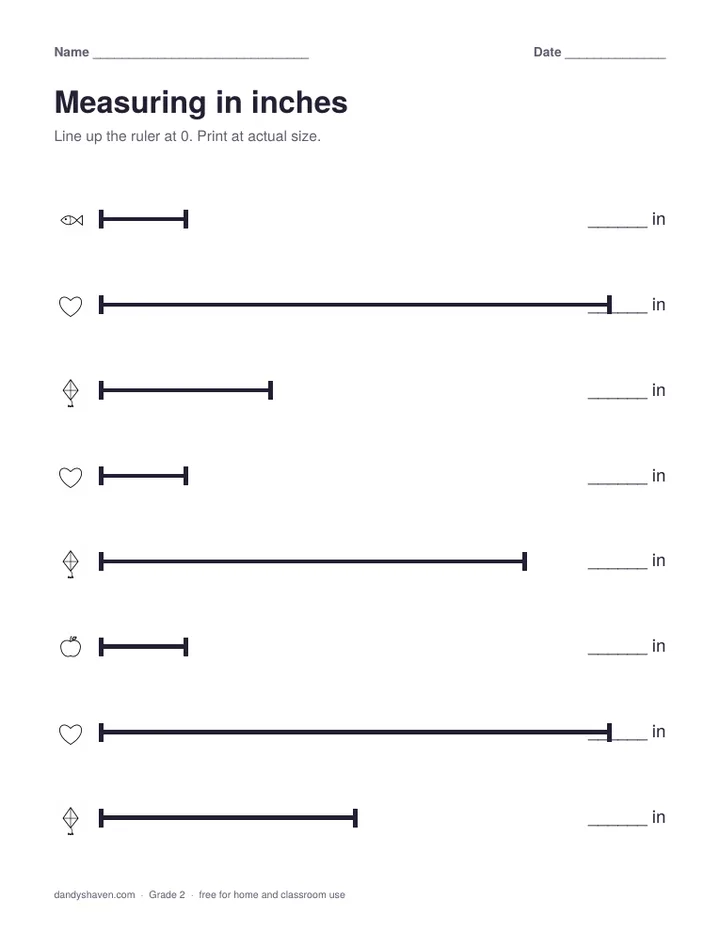 Measuring in inches worksheet preview
