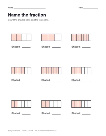 Name the fraction worksheet preview