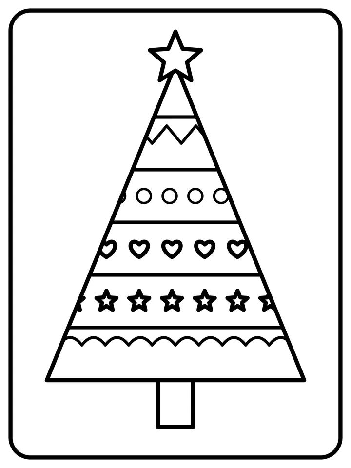 Patterned Christmas tree coloring page