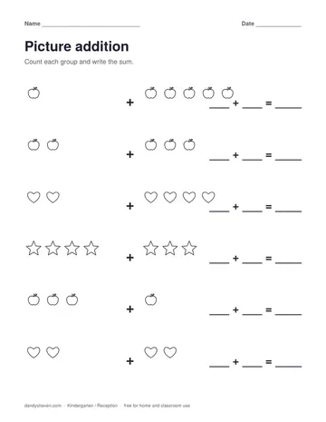 Picture addition worksheet preview