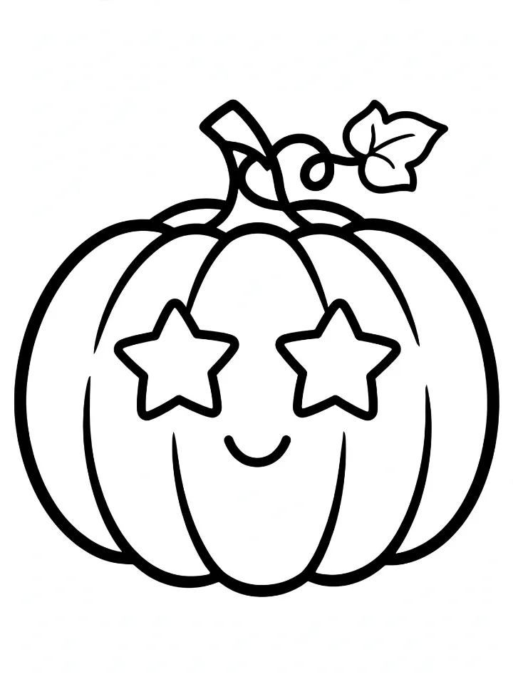 Pumpkin with star eyes coloring page