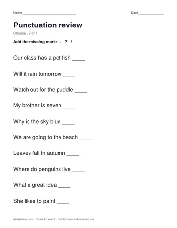 Punctuation review worksheet preview