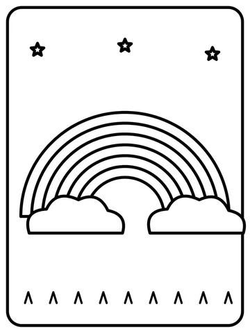 Rainbow and clouds coloring page