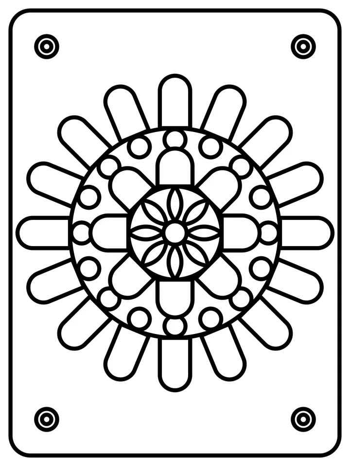 Rose window mandala coloring page