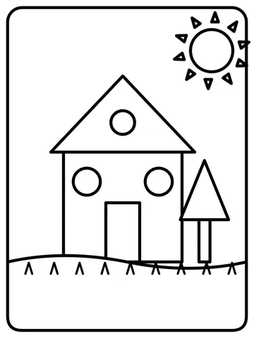 Shape house coloring page
