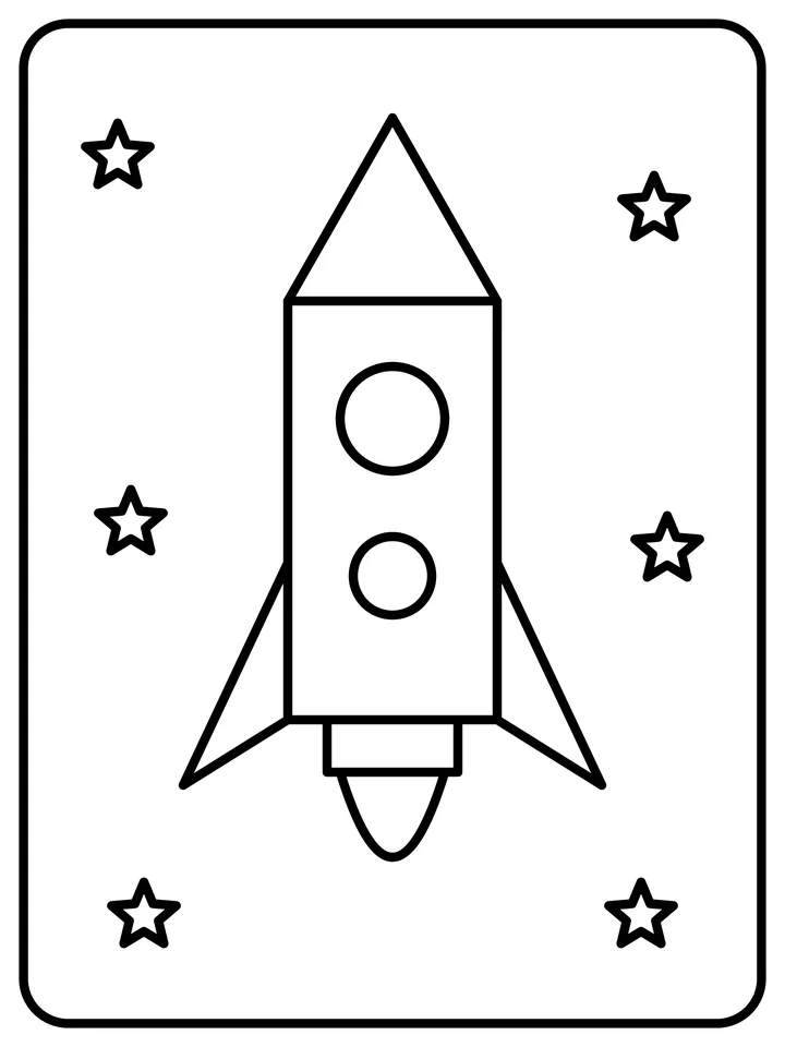 Shape rocket coloring page