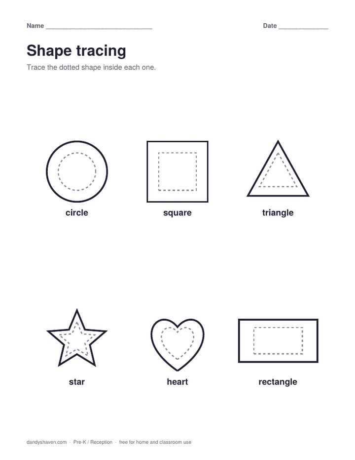 Shape tracing worksheet preview