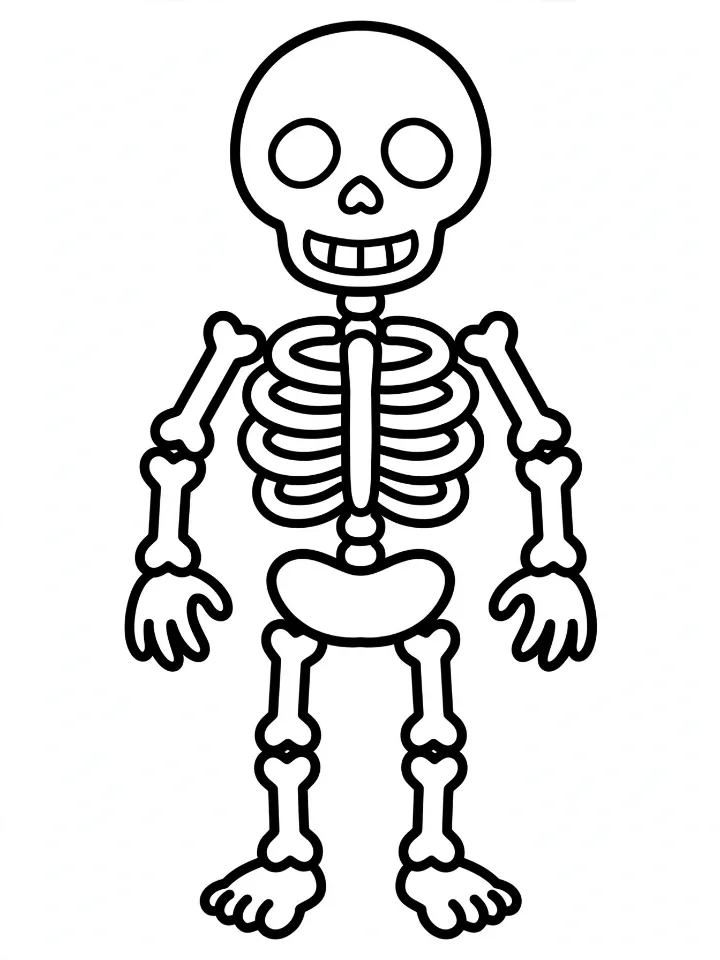 Simple human skeleton coloring page