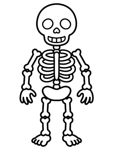Simple human skeleton coloring page
