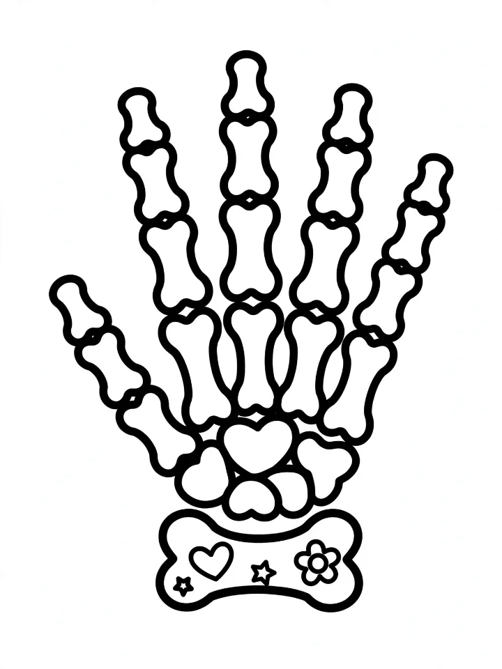 Skeleton hand coloring page