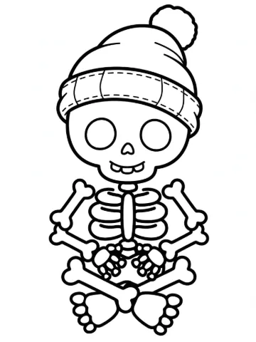 Skeleton in a hat coloring page