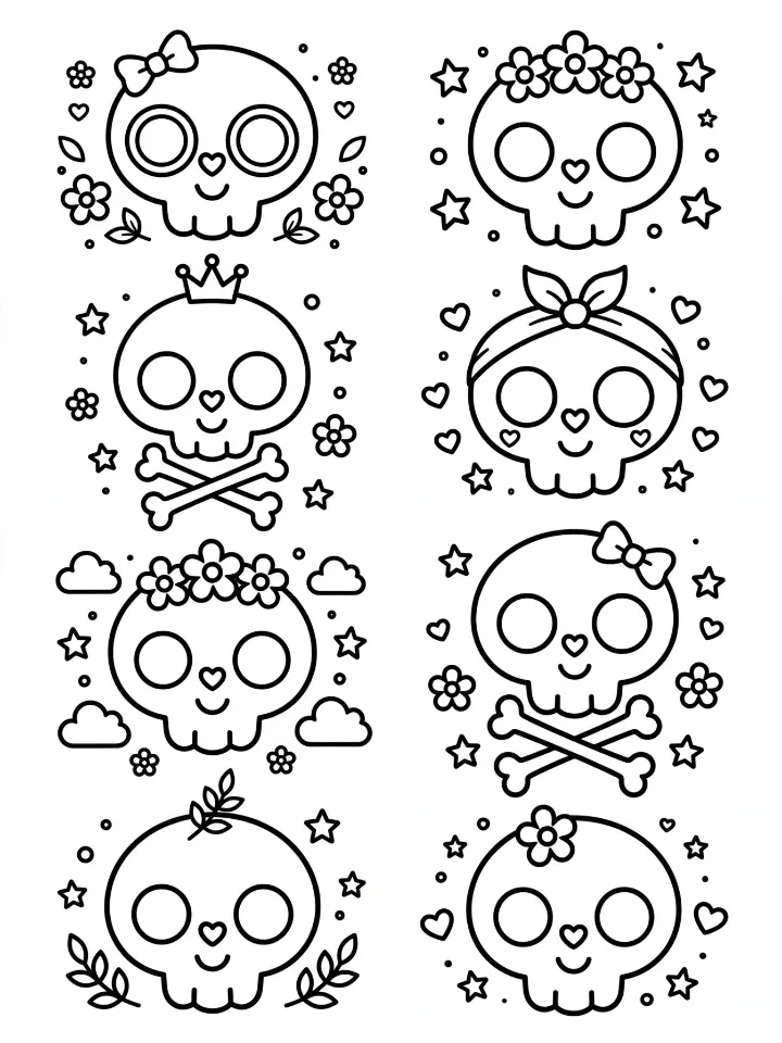 Skull pattern coloring page
