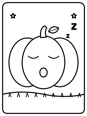 Sleepy pumpkin coloring page