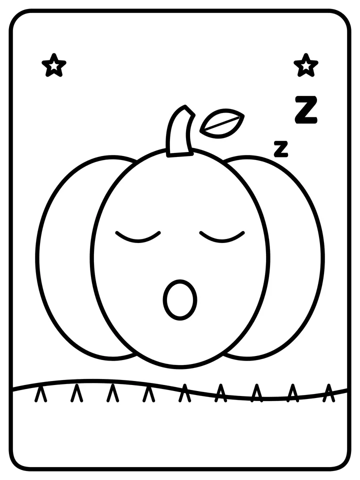 Sleepy pumpkin coloring page