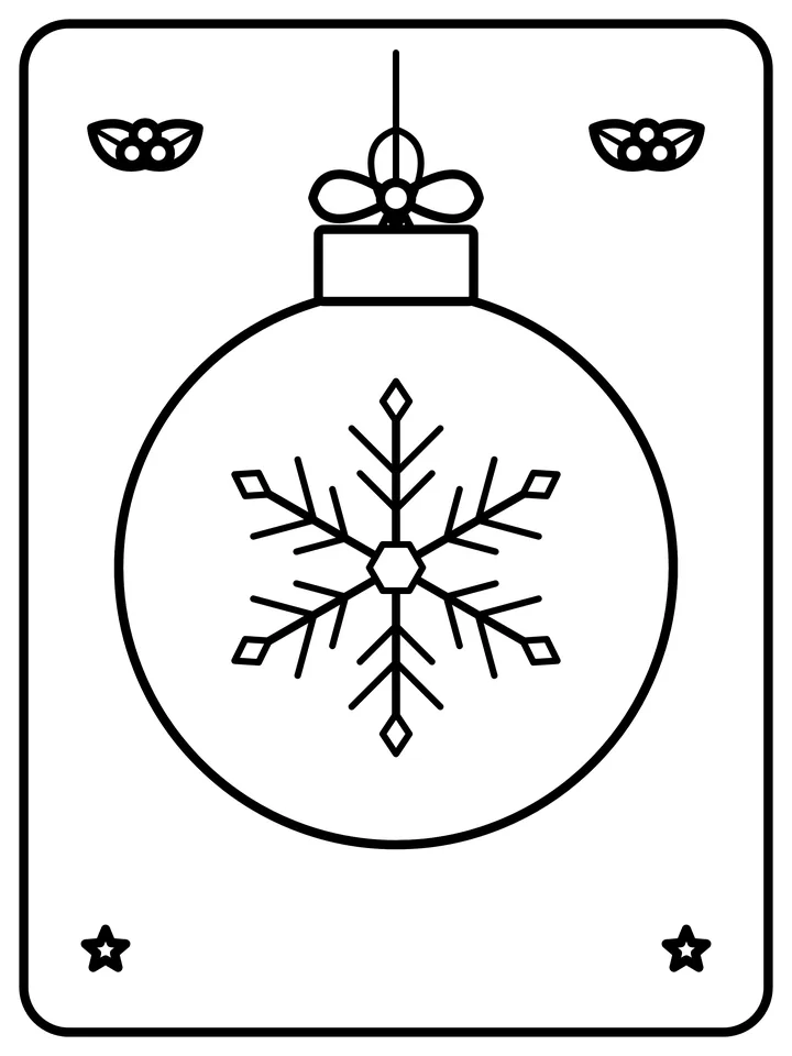 Snowflake Christmas ornament coloring page