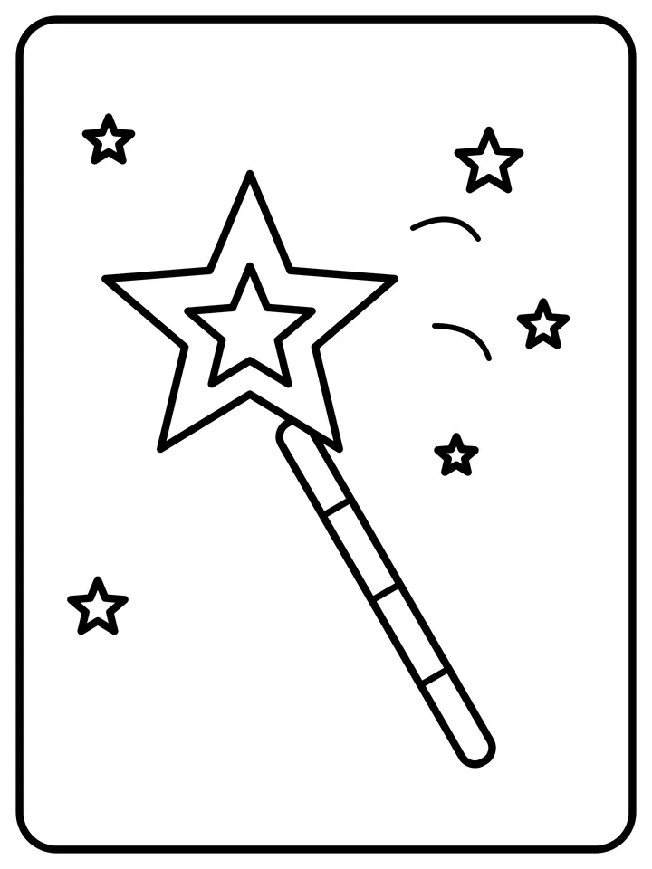 Magic star wand coloring page