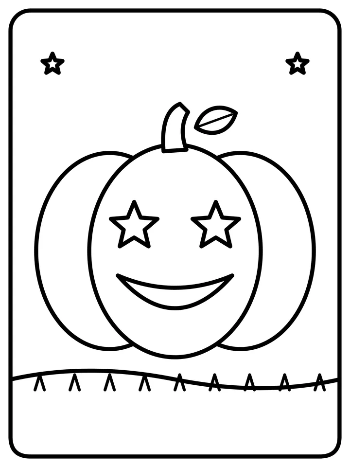 Jack-o'-lantern with star eyes coloring page