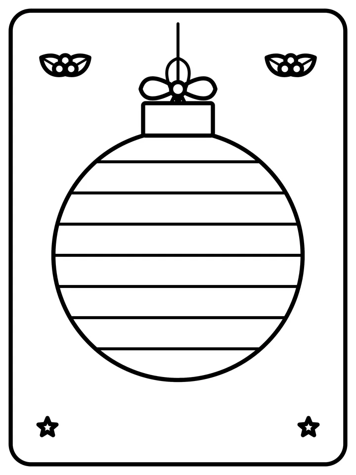 Striped Christmas ornament coloring page