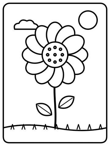 Tall sunflower coloring page