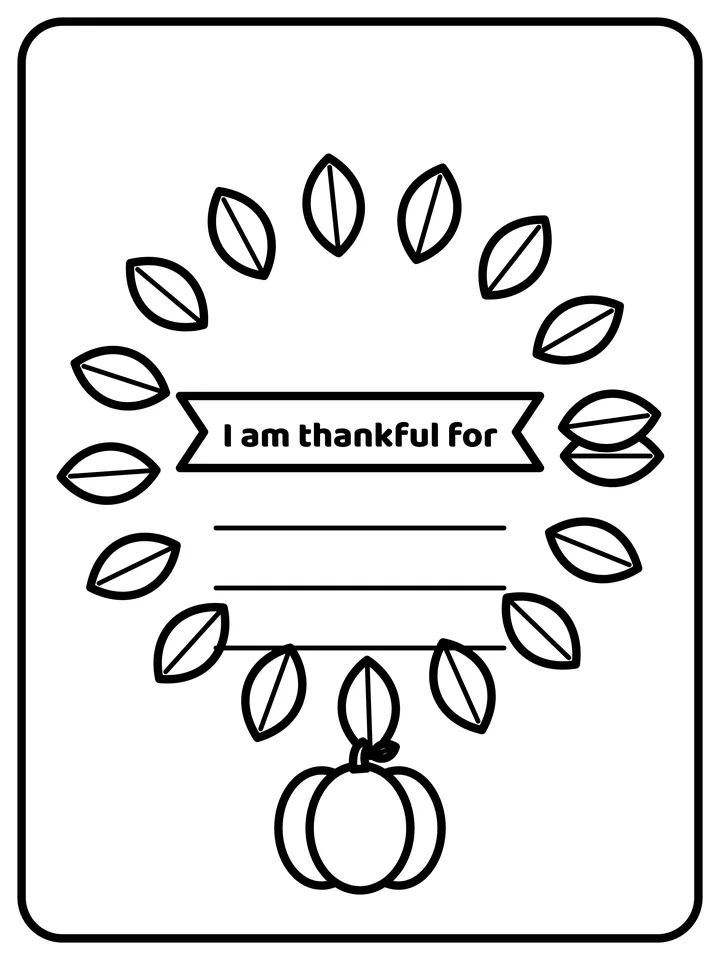 Thankful wreath coloring page