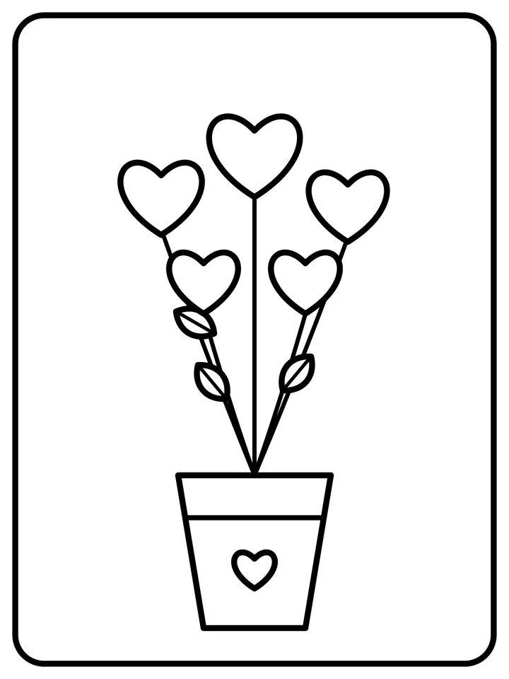 Heart bouquet coloring page