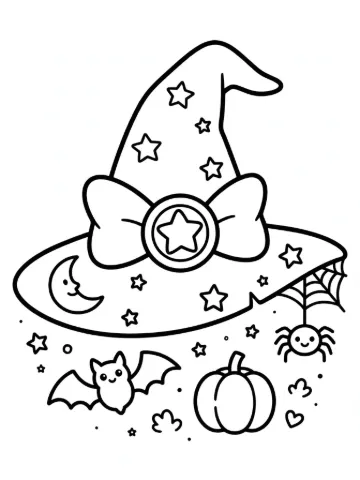 Witch hat coloring page